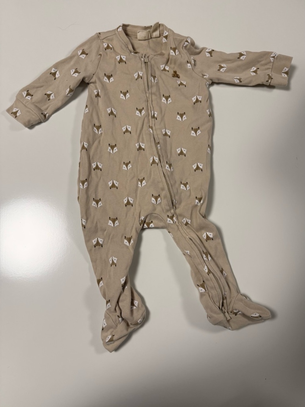 GAP Beige Fox Print Footed One-Piece